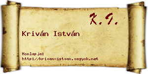 Kriván István névjegykártya